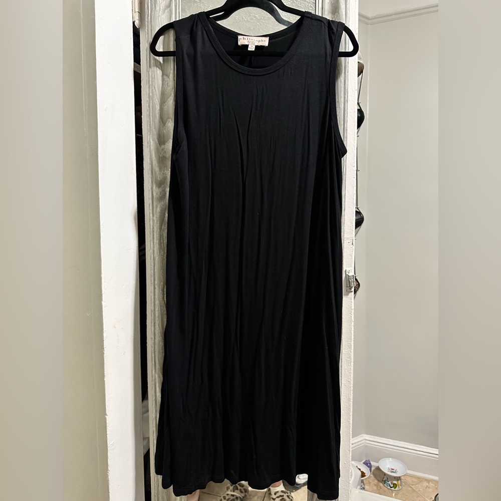 Philosophy Sleeveless Midi Black Dress